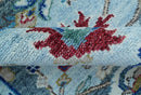 Transitional Oushak Design Red And Blue Hand Knotted Wool Rug by The Rug Decor