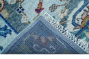 Transitional Oushak Design Red And Blue Hand Knotted Wool Rug by The Rug Decor
