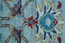 Transitional Oushak Design Red And Blue Hand Knotted Wool Rug by The Rug Decor