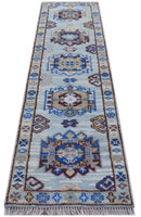 Transitional Silver And Brown Hand Knotted 2.7x10 Wool Rug by The Rug Decor