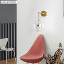 GobekUsa Transparent Glass Bedside LED Wall Lamp in Gold - Minimalist Sphere Wall Hanging Light