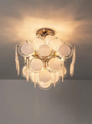 Transparent White Glass Disc Ceiling Light
