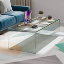 42 x 19.7 Inch Clear Tempered Glass Coffee Table with Rounded Edges-Transparent by LJGDeals