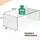 42 x 19.7 Inch Clear Tempered Glass Coffee Table with Rounded Edges-Transparent by LJGDeals