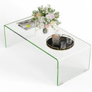 42 x 19.7 Inch Clear Tempered Glass Coffee Table with Rounded Edges-Transparent by LJGDeals