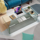 42 x 19.7 Inch Clear Tempered Glass Coffee Table with Rounded Edges-Transparent by LJGDeals