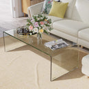 42 x 19.7 Inch Clear Tempered Glass Coffee Table with Rounded Edges-Transparent by LJGDeals