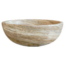 Travertine Onyx Round Beige Vessel Sink For Bathroom With Honed Finish