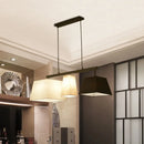 GobekUsa Trapezoid Fabric Hanging Lamp - 3/5 Black and White Lights - Contemporary Island Light Kit