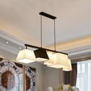 GobekUsa Trapezoid Fabric Hanging Lamp - 3/5 Black and White Lights - Contemporary Island Light Kit