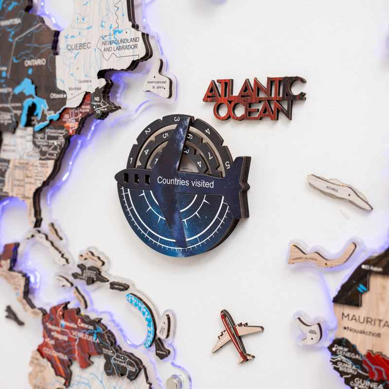 Travel Tracker 3D Colored Wooden World Map - Space, photo 2 of 6