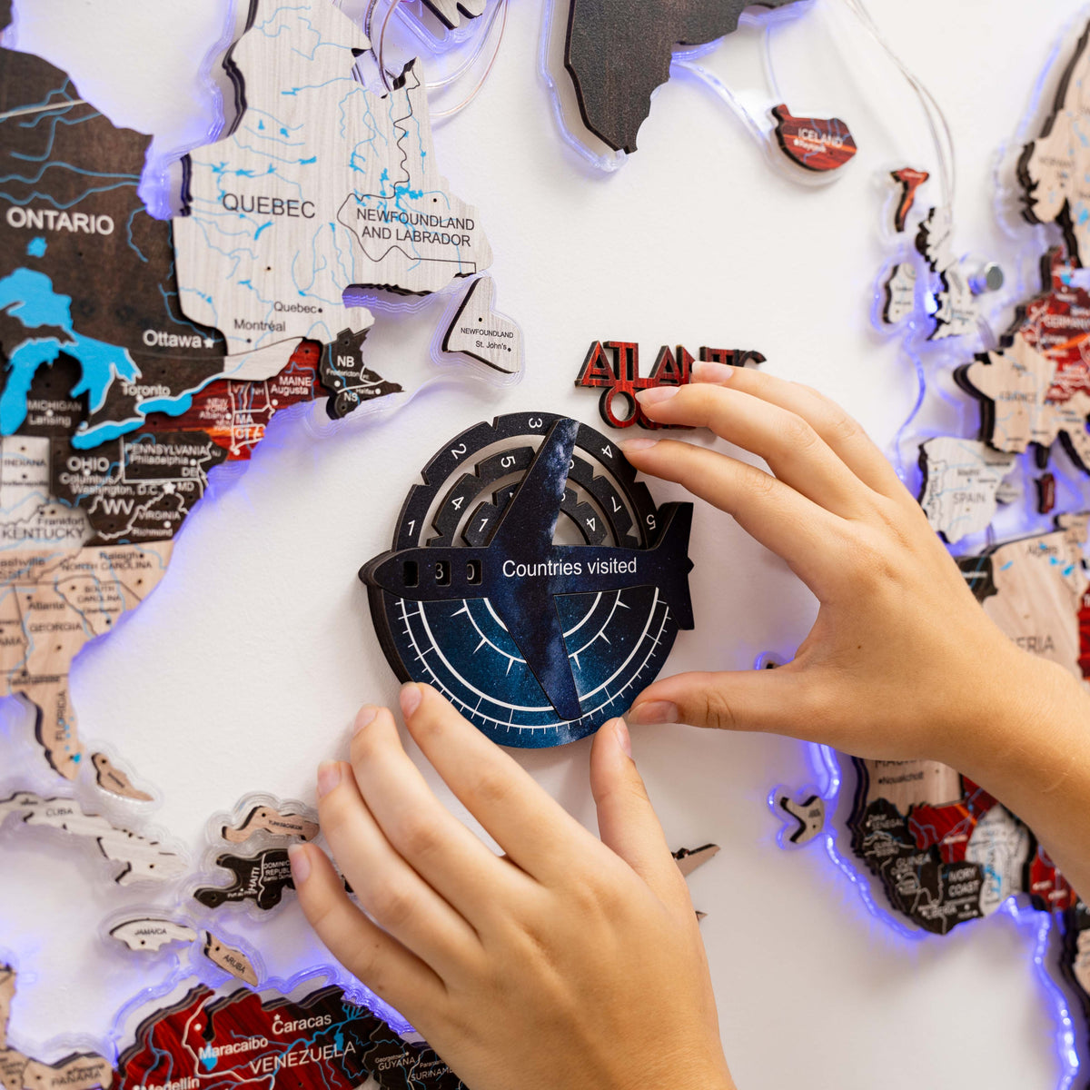 Travel Tracker 3D Colored Wooden World Map - Space, photo 5 of 6