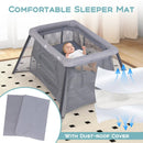 2-in-1 Portable Baby Playpen with Safety Enclosure and Padded Mattress-Dark Gray by LJGDeals