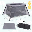2-in-1 Portable Baby Playpen with Safety Enclosure and Padded Mattress-Dark Gray by LJGDeals