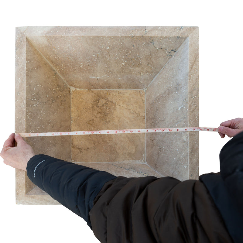 Aspendos Travertine Natural Stone Pool Square Cascade Water Bowl