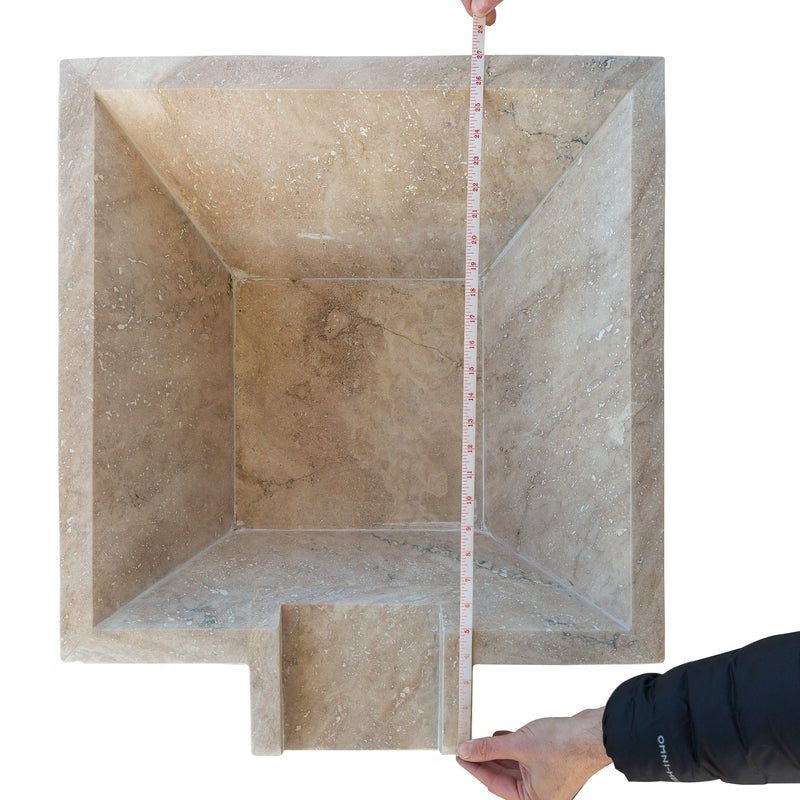 Aspendos Travertine Natural Stone Pool Square Cascade Water Bowl