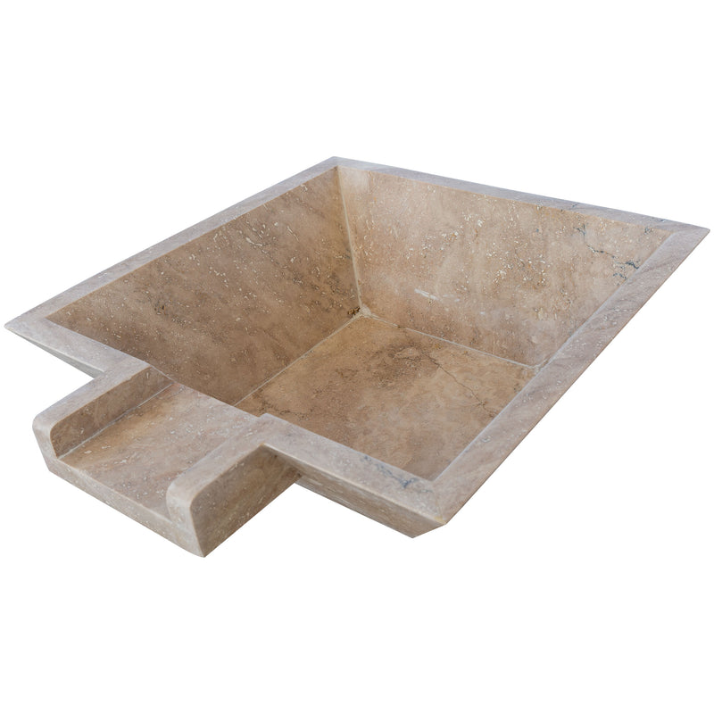 Aspendos Travertine Natural Stone Pool Square Cascade Water Bowl