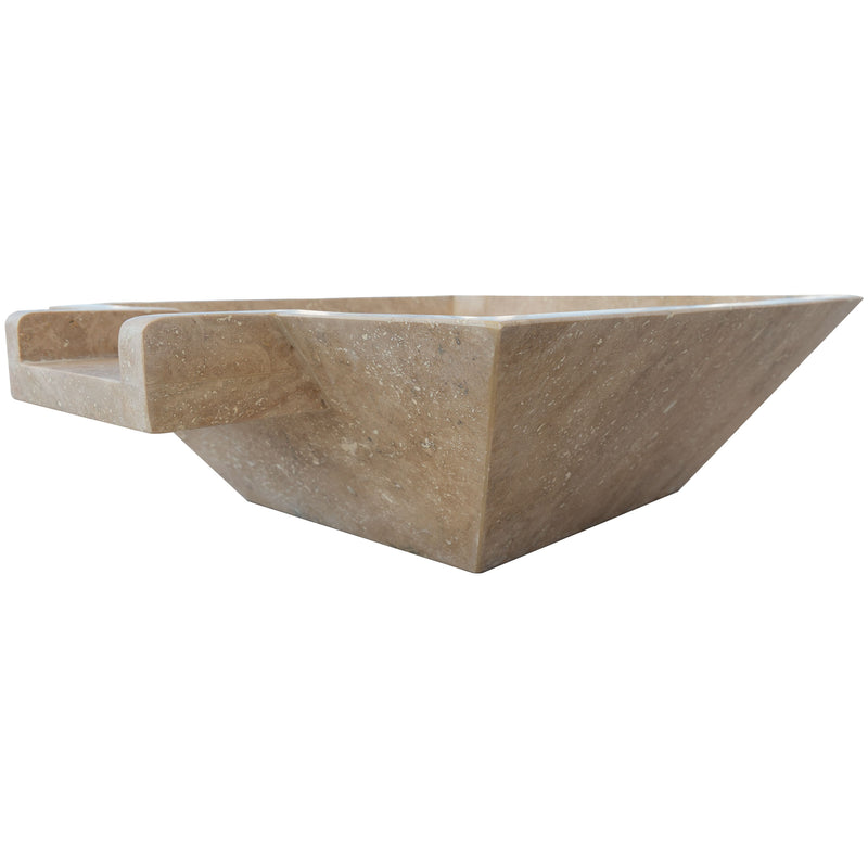 Aspendos Travertine Natural Stone Pool Square Cascade Water Bowl