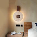 Travertine Lunar Wood Wall Lamp