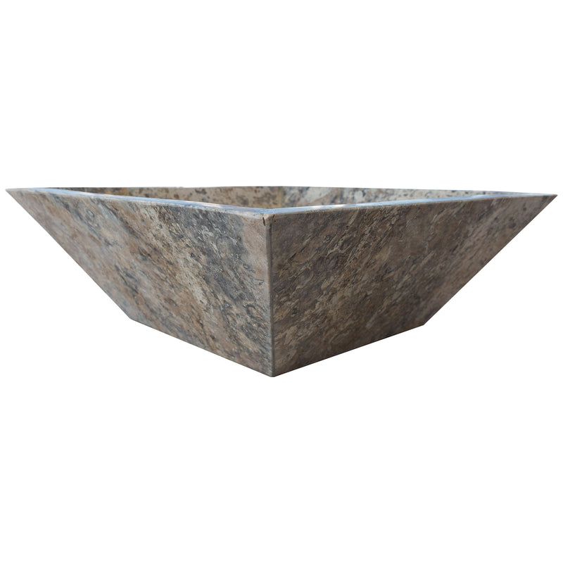 Silver Travertine Natural Stone Fire Pit – 24" x 24" x 8"