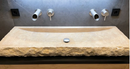 Light Travertine Vessel Sink Hand Split 16X48 Beige Bathroom Stone