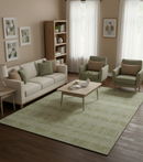 Custom Made Transitional Design Beige Hand Knotted Wool Area Rug