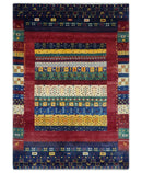 Tree 5x7 Multicolor Red and Blue Hand Knotted Wool Hand Made Lori Rug | KNT45