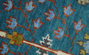 Tree of Life Traditional Hand Knotted Teal Blue and Ivory Custom Made Wool Area Rug
