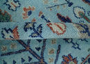 Blue and Rust Wool Rug Tree of Life Hand Knotted Persian Oushak by The Rug Decor