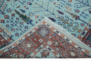 Blue and Rust Wool Rug Tree of Life Hand Knotted Persian Oushak by The Rug Decor