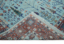 Tree of Life 8x10 Hand Knotted Blue and Rust Traditional Persian Vintage Oushak Wool Rug | TRD2747810S
