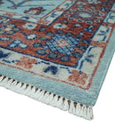 Tree of Life 8x10 Hand Knotted Blue and Rust Traditional Persian Vintage Oushak Wool Rug | TRD2747810S
