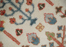 Ivory Wool Area Rug 8x10 Hand Knotted Tree of Life Oushak Brown Rust