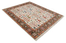 Ivory Wool Area Rug 8x10 Hand Knotted Tree of Life Oushak Brown Rust