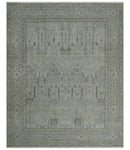 Tree of life Antique Distressed Finished Gray and Silver Low Pile Multi Size wool Area Rug
