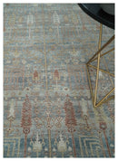 Tree of life Antique Distressed Finished Gray, Silver and Rust Low Pile Multi Size wool Area Rug