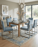Beige and Blue Hand Knotted Wool Area Rug - Traditional Heriz Design Made to Order