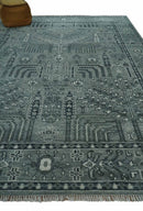 Tree of life Gray, Charcoal and Ivory Hand knotted Traditional Floral 9x12 wool Area Rug by The Rug Decor