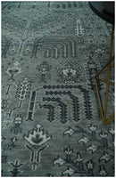 Tree of life Gray, Charcoal and Ivory Hand knotted Traditional Floral 9x12 wool Area Rug by The Rug Decor