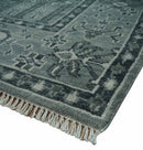 Tree of life Gray, Charcoal and Ivory Hand knotted Traditional Floral 9x12 wool Area Rug by The Rug Decor
