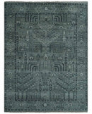 Tree of life Gray, Charcoal and Ivory Hand knotted Traditional Floral 9x12 wool Area Rug by The Rug Decor