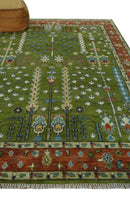 Tree of life Green and Rust Traditional Hand knotted 8x10 wool Area Rug by The Rug Decor