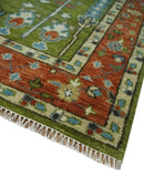 Tree of life Green and Rust Traditional Hand knotted 8x10 wool Area Rug by The Rug Decor