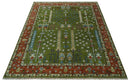 Tree of life Green and Rust Traditional Hand knotted 8x10 wool Area Rug by The Rug Decor