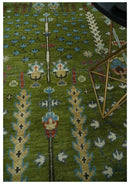 Tree of life Green and Rust Traditional Hand knotted 8x10 wool Area Rug by The Rug Decor
