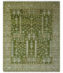 Tree of life Green and Silver Hand Knotted Traditional Floral 8x10 wool rug by The Rug Decor