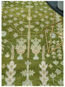 Tree of life Green and Silver Hand Knotted Traditional Floral 8x10 wool rug by The Rug Decor