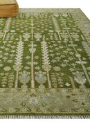 Tree of life Green and Silver Hand Knotted Traditional Floral 8x10 wool rug by The Rug Decor