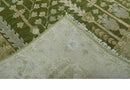 Green and Silver Wool Area Rug - Tree of Life Hand Knotted Traditional Floral
