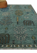 Tree of Life Green Traditional Hand Knotted Turkish Design 8x10 Wool Area Rug by The Rug Decor